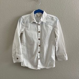 Organic Cotton White Button up Long Sleeve, Boys size 5T